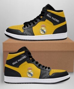 Real Madrid Yellow Black Air Jordan 1 High Tops 4