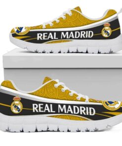 Real Madrid Yellow Black Running Shoes For Fans