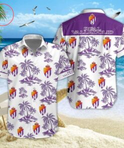 Real Valladolid Coconut Patterns White Purple Vintage Hawaiian Shirt Gift For Fans