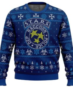 Resident Evil Series Stars Racoon City Police Logo Ugly Christmas Sweater Best Fan Gifts