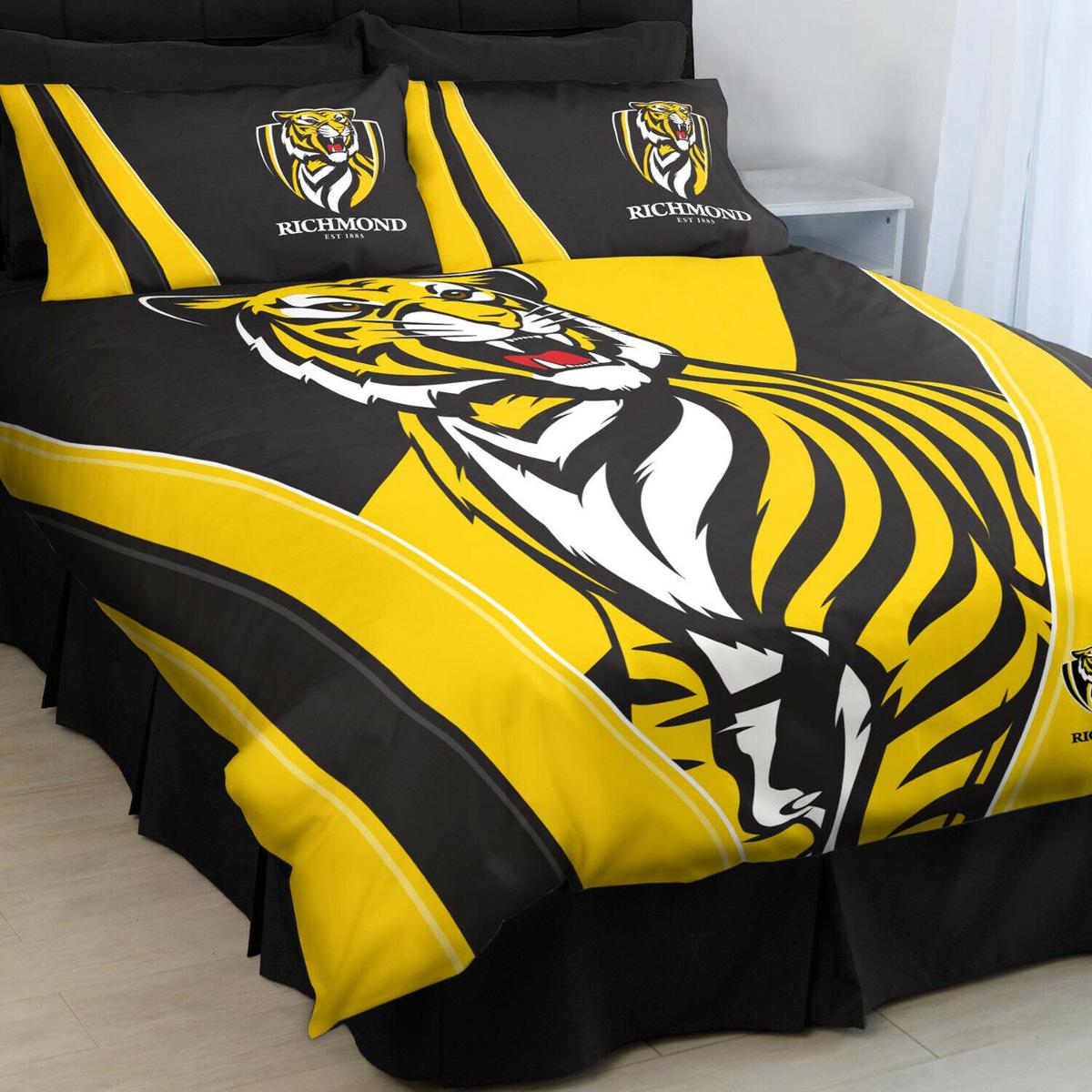 Richmond Tigers Black Yellow Stripes Doona Cover