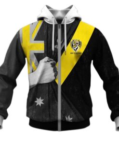 Richmond Tigers Custom Name Number Black Flag Zip Hoodie Best Gift For Fans