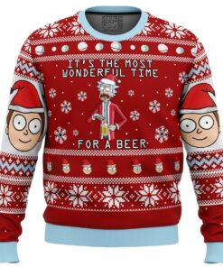 Rick And Morty Wonderful Time For A Beer Ugly Xmas Sweater Funny Gift For Fans