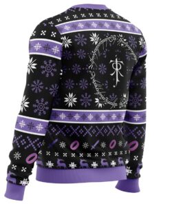 Ring Language Lord Of The Ring Black Purple Ugly Christmas Sweater Gift For Movie Fans 3