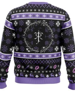 Ring Language Lord Of The Ring Black Purple Ugly Christmas Sweater Gift For Movie Fans 4