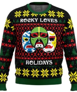 Rocky Loves Holidays 3 Ninjas Mens Ugly Christmas Sweater 1