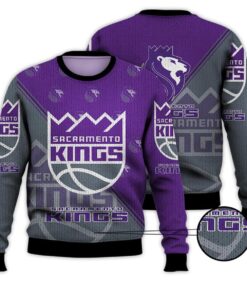 Sacramento Kings Gray Purple Half Style Ugly Christmas Sweater Gift