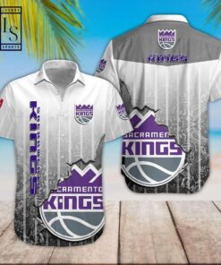 Sacramento Kings Logo Gray Gradient Scratch Best Hawaiian Shirt For Nba Fans