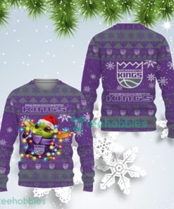 Sacramento Kings Purple Gray Baby Yoda Star Wars Best Ugly Christmas Sweater