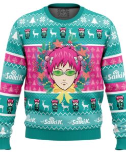 Saiki Kusuo No Psi-nan Blue Pink Ugly Christmas Sweater Funny Gift For Fans