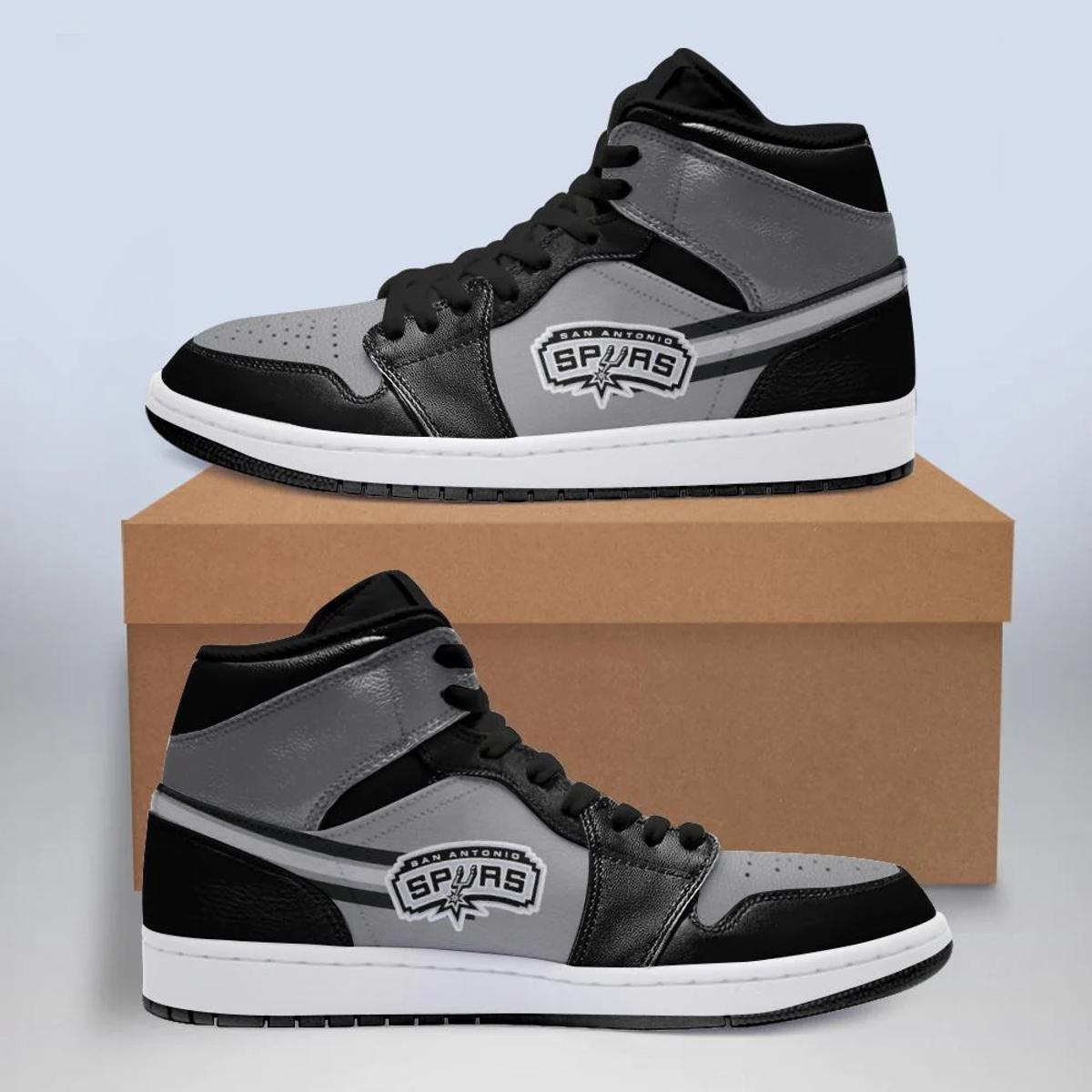 San Antonio Spurs Black Silver Air Jordan 1 High Sneakers Gift