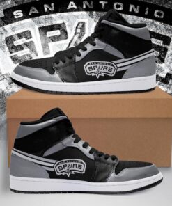 San Antonio Spurs Black Silver Air Jordan 1 High Sneakers Gift 1