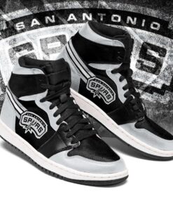 San Antonio Spurs Black Silver Air Jordan 1 High Sneakers Gift 2