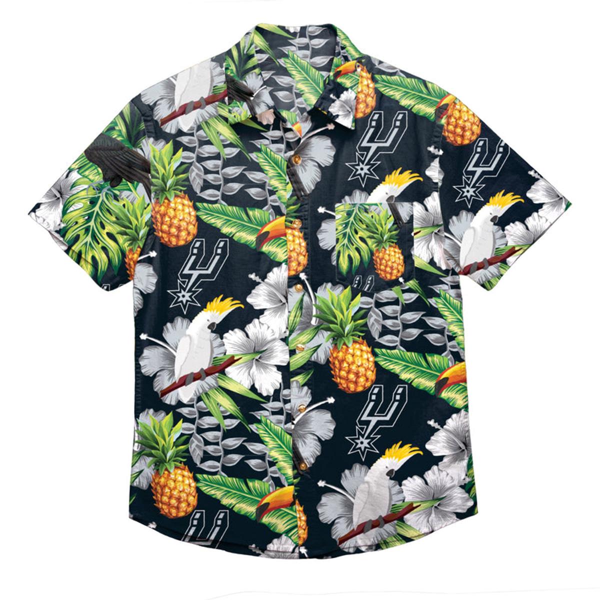 Nba San Antonio Spurs Simple Design Gray Hawaiian Shirt For Basketball Fans