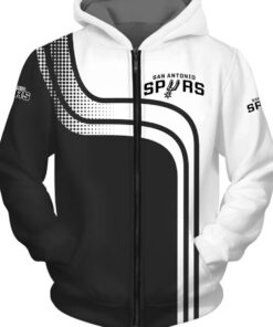 San Antonio Spurs White Black Curvers Best Zip Hoodie