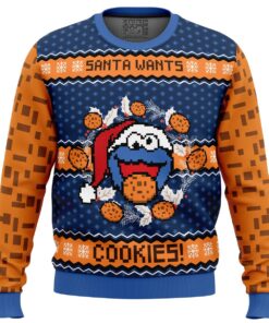 Santa’s Cookies Cookie Monster Funny Ugly Christmas Sweater For Men Women