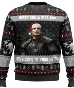 Merry Christmas And Toss A Coin The Witcher Ugly Christmas Sweater