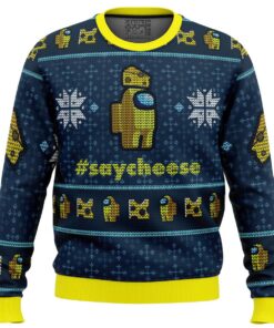 Say Cheese Among Us Mens Ugly Christmas Sweater