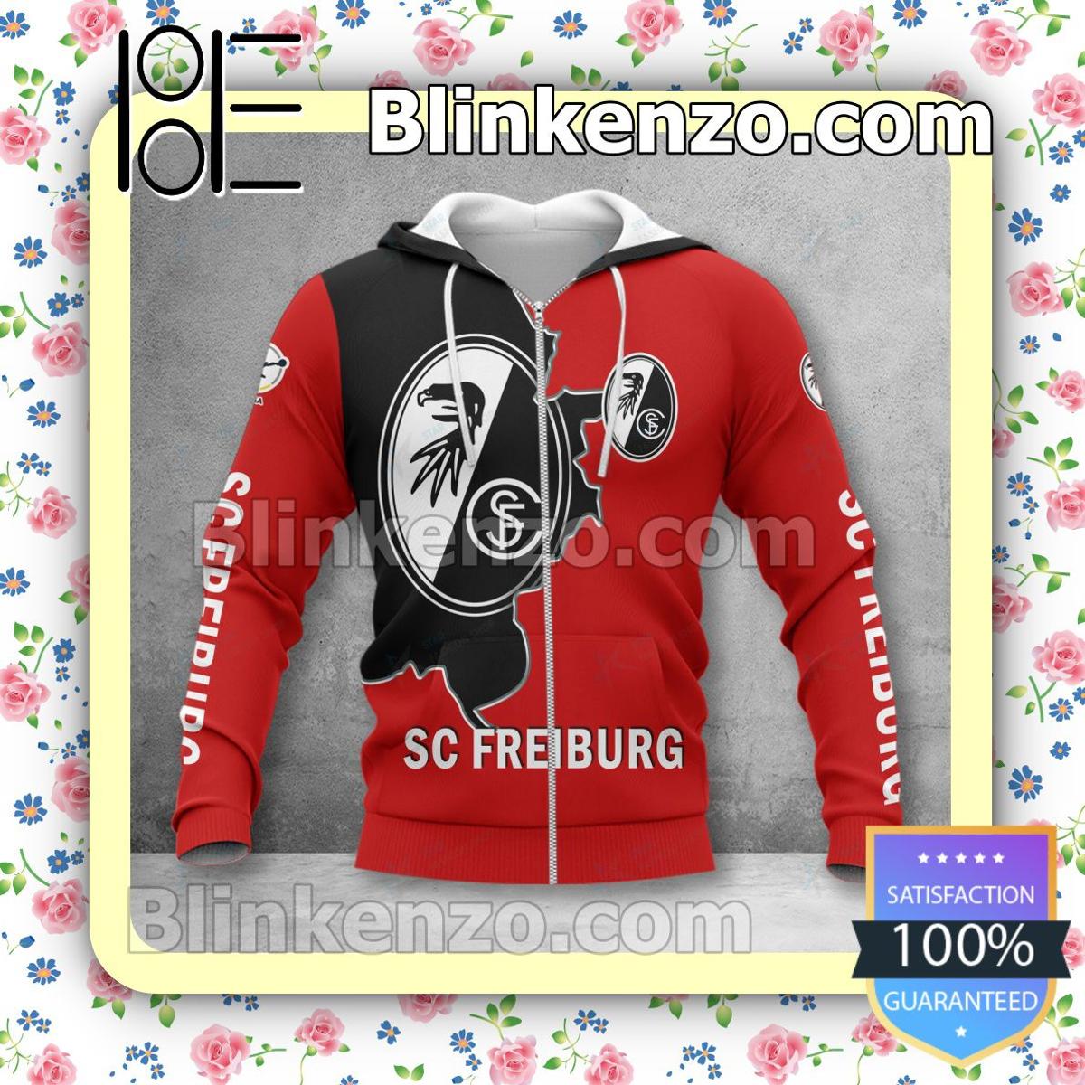 Sc Freiburg Red Black Zip Hoodie Gifts For Lovers