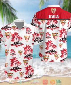 Sevilla Fc Coconut Patterns White Red Vintage Hawaiian Shirt For Fans Men Women