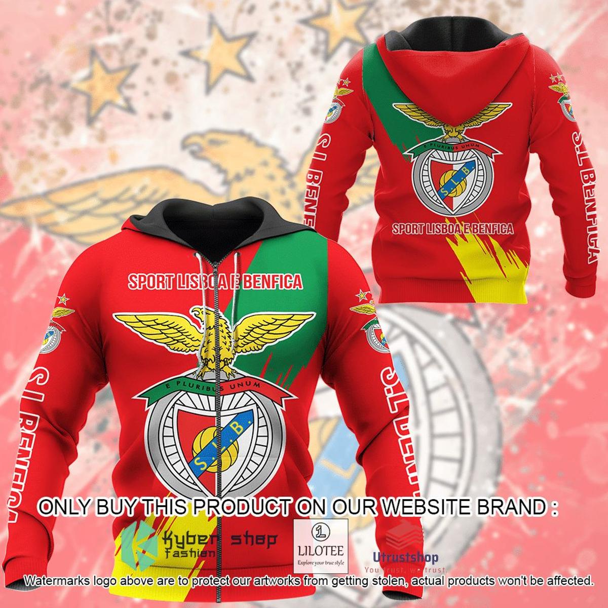 Sl Benfica Red White Zip Hoodie Gifts For Lovers