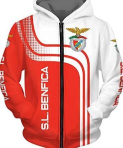 Sl Benfica Red White Zip Up Hoodie Gifts For Lovers 1