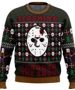 Slashing Through The Snow Jason Voorhees Friday The 13th Series Ugly Xmas Sweater Gift For Fans