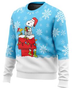 Snowy Christmas Snoopy Blue Ugly Christmas Sweater Cute Holiday Gift For Fans