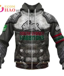 South Sydney Rabbitohs Custom Name Number Armor Zip Hoodie Gift