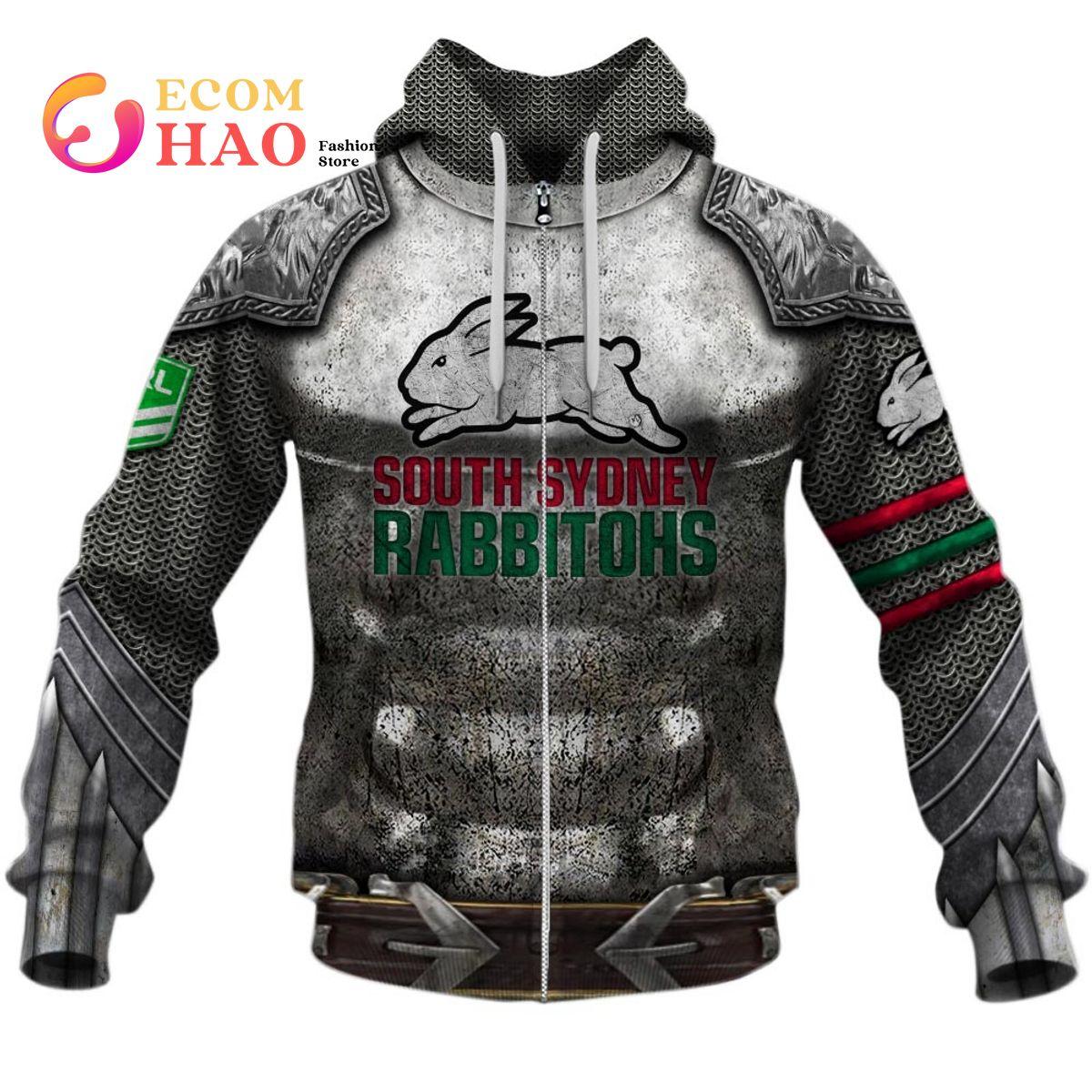 South Sydney Rabbitohs Custom Name Number Indigenous Mascot Zip Hoodie Best Gift