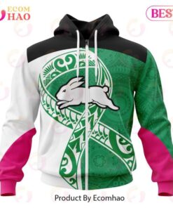 South Sydney Rabbitohs Custom Name Number Fight Cancer Zip Up Hoodie For Fans 1