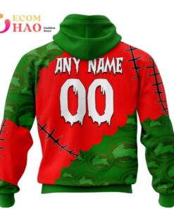 South Sydney Rabbitohs Custom Name Number Halloween Zip Hoodie Gifts For Lovers