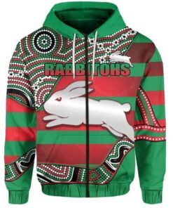 South Sydney Rabbitohs Custom Name Number Indigenous Charming Zip Hoodie