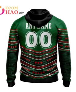 South Sydney Rabbitohs Custom Name Number Indigenous Mascot Zip Up Hoodie Best Gift 2