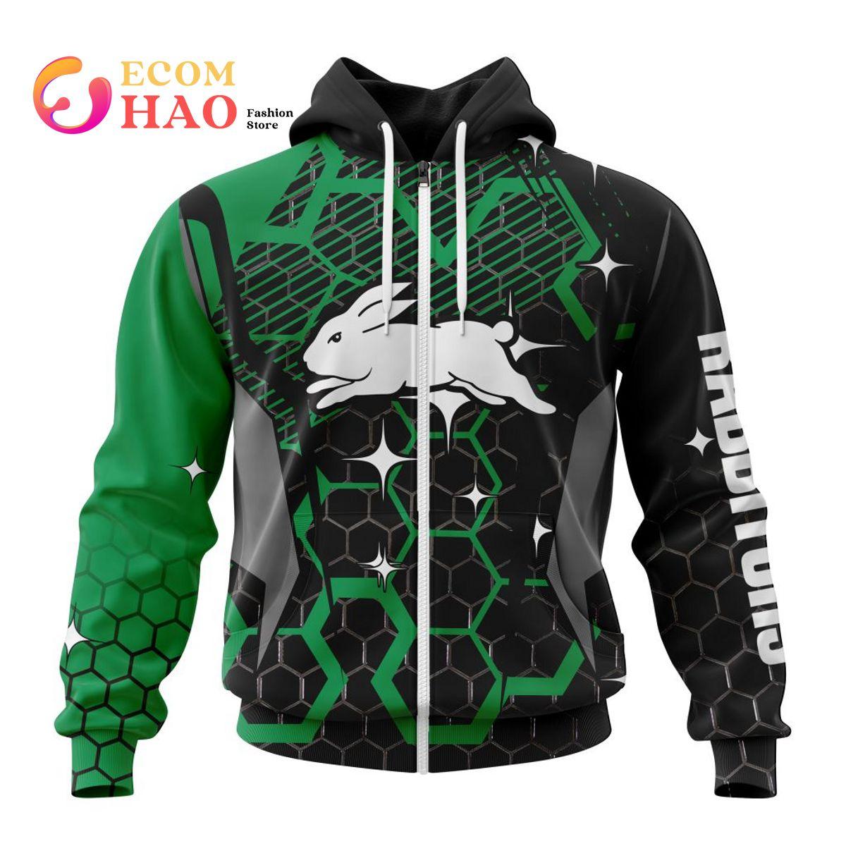 South Sydney Rabbitohs Custom Name Number Native Skull Zip Hoodie Funny Gift For Fans