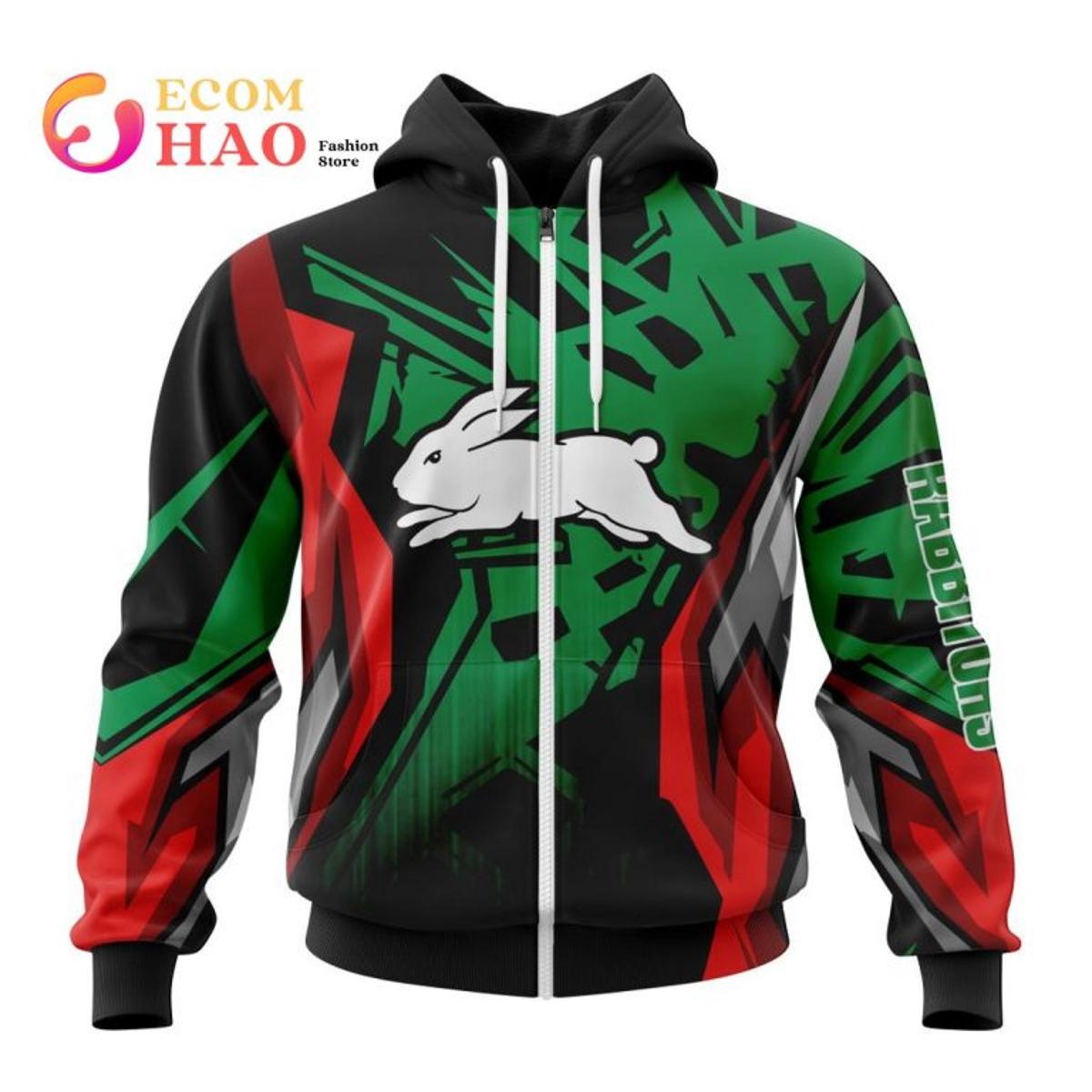 South Sydney Rabbitohs Custom Name Indigenous Zip Hoodie Funny Gift For Fans