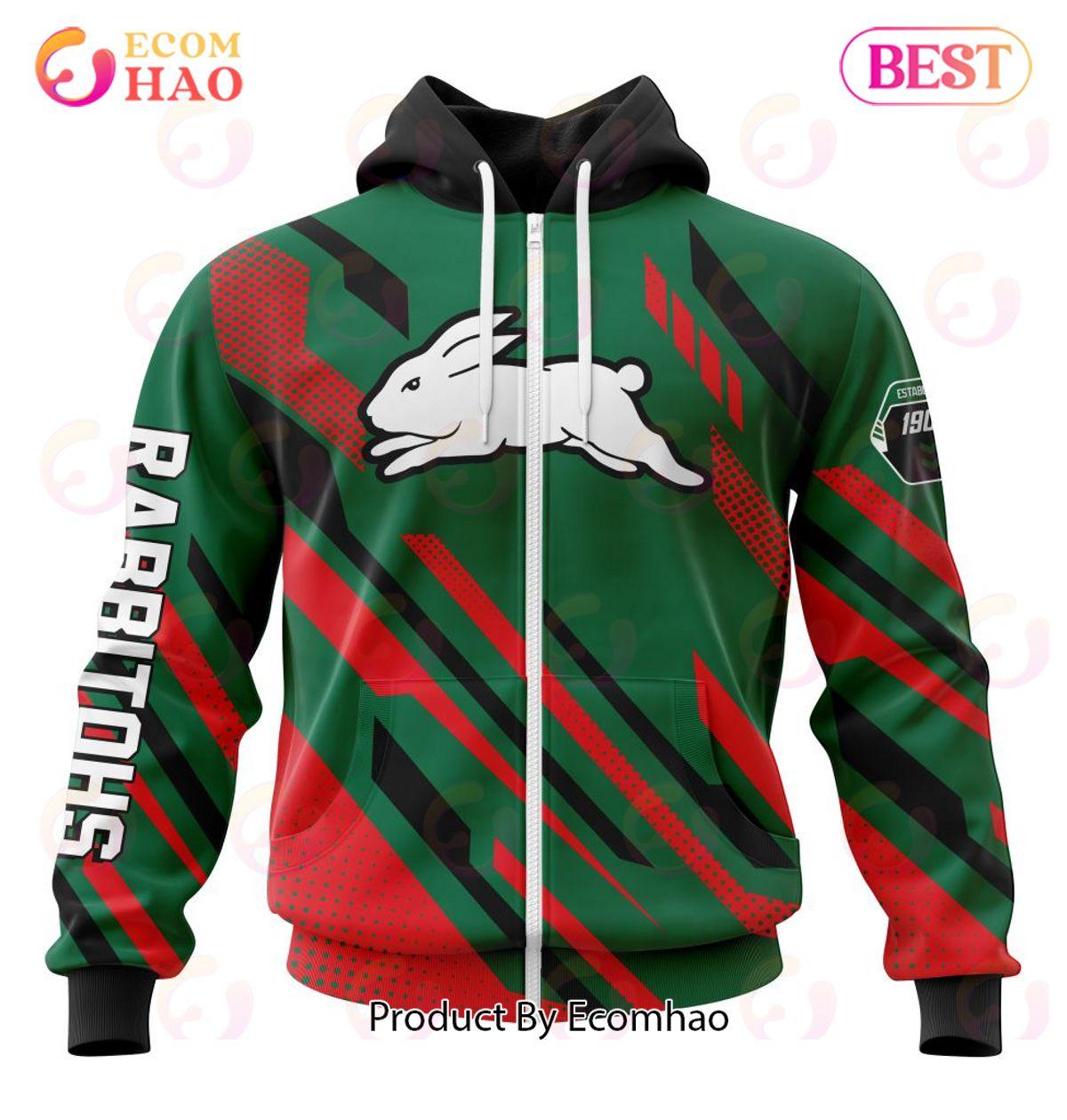 South Sydney Rabbitohs Custom Name Number Motocross Zip Hoodie Gift For Fans