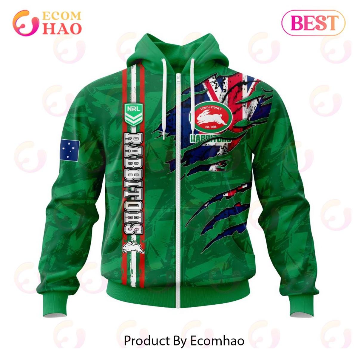 South Sydney Rabbitohs Custom Name Indigenous Zip Hoodie Funny Gift For Fans