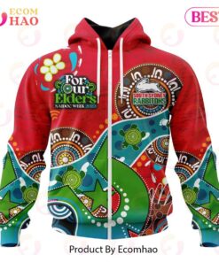 South Sydney Rabbitohs Custom Name Number Special Design Naidoc Zip Up Hoodie 1