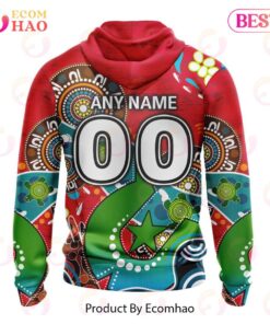 South Sydney Rabbitohs Custom Name Number Special Design Naidoc Zip Up Hoodie 2