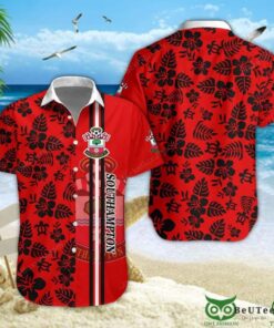 Southampton Fc Black Red Floral Hawaiian Shirt Best Vintage Gift For Fans