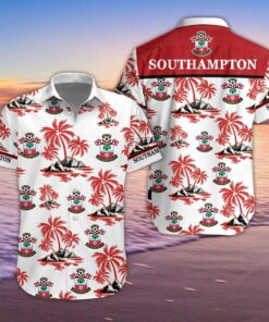 Southampton Fc Coconut Tree Patterns White Vintage Hawaiian Shirt Best Gift Ideas