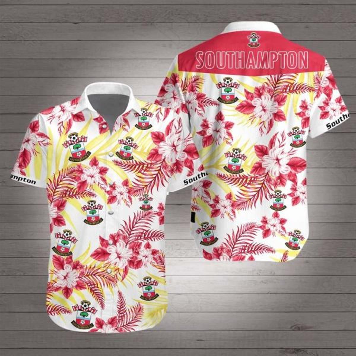 Southampton Fc Coconut Tree Patterns White Vintage Hawaiian Shirt Best Gift Ideas