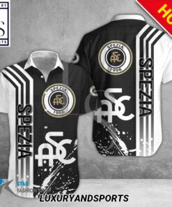 Spezia Calcio  Logo Simple Style Black White Hawaiian Shirt Best Gift Ideas