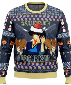 Spike Spiegel Cowboy Bebop Lets Jam Funny Ugly Christmas Sweater Best Gift For Fans 1