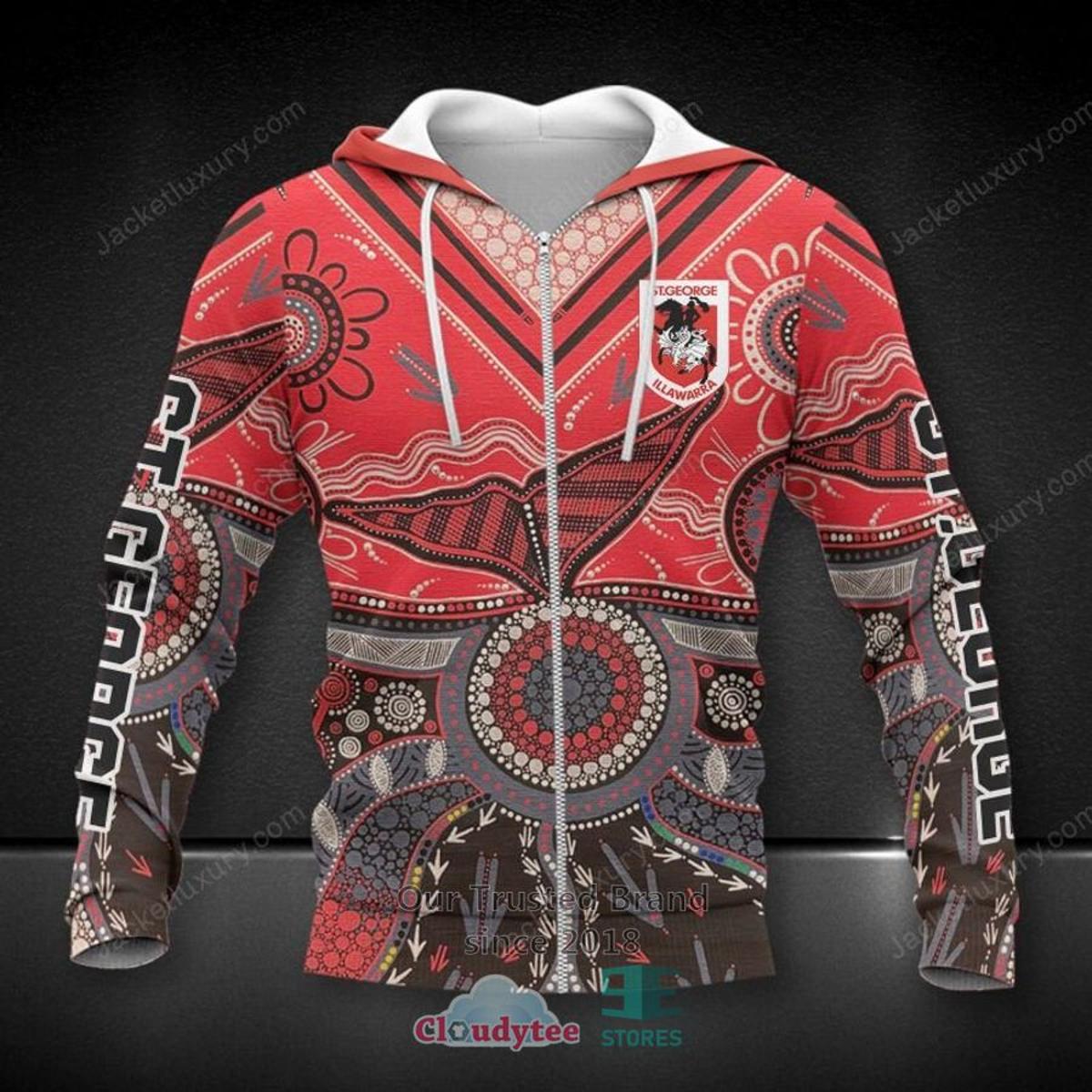 St. George Illawarra Dragons Aboriginal Pattern Zip Hoodie Best Gift For Fans