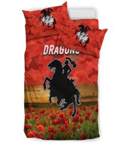 St George Illawarra Dragons Anzac Poppy Flowers Red Doona Cover 3