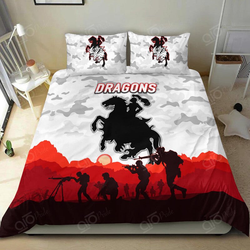 St. George Illawarra Dragons Anzac Poppy Flowers ? Red Doona Cover