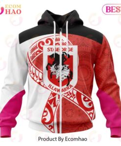 St. George Illawarra Dragons Custom Name Number Fight Cancer Zip Hoodie Funny Gift For Fans