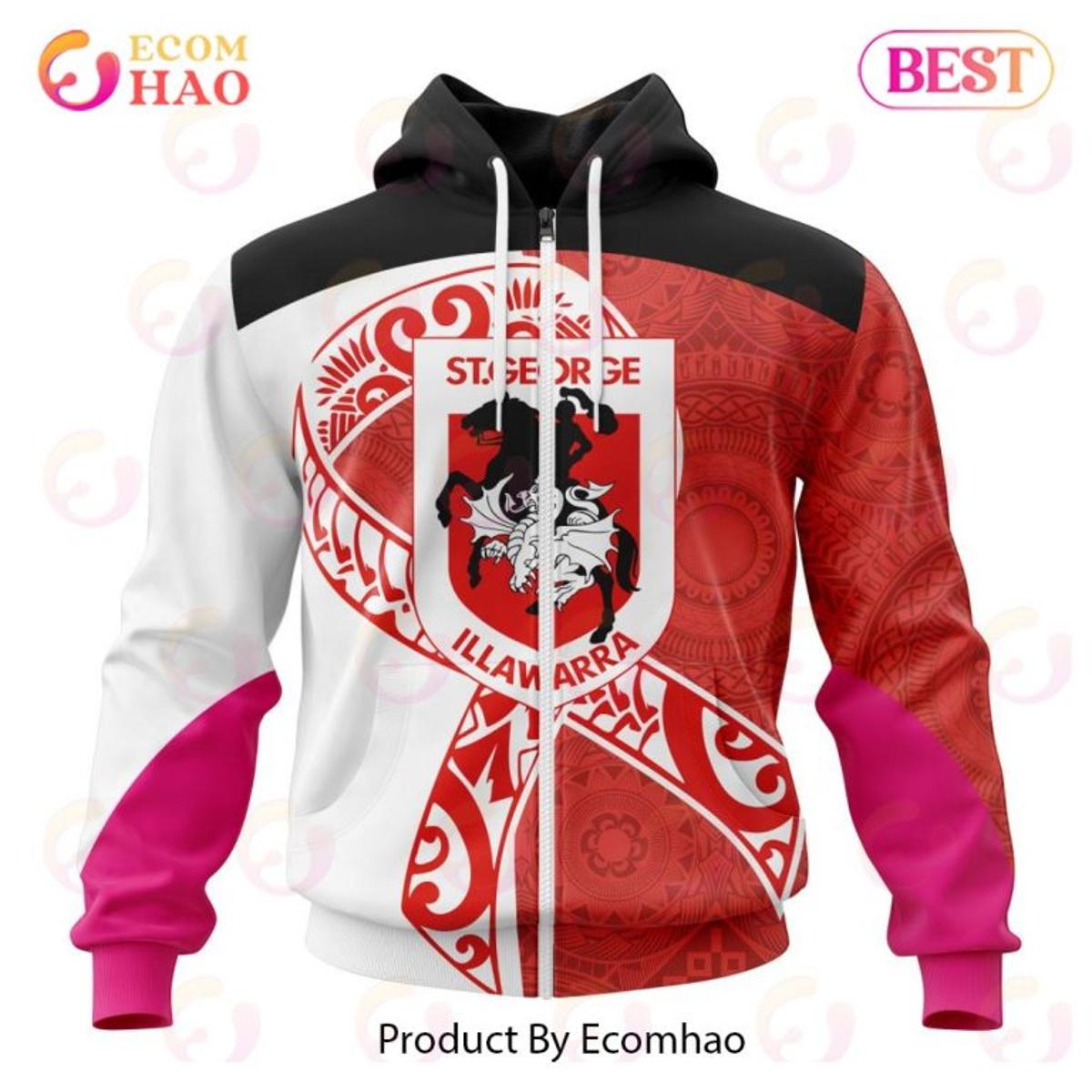 St. George Illawarra Dragons Custom Name Polynesian Zip Hoodie Best Gift For Fans